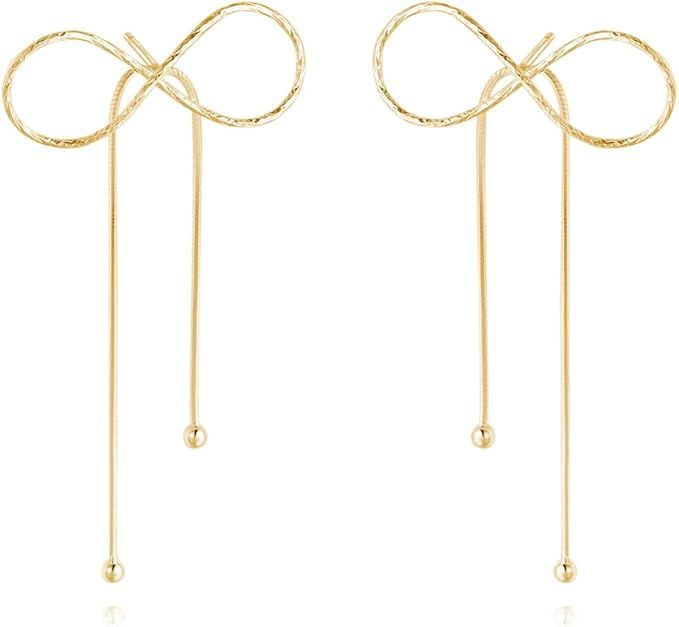 Reffeer Solid 925 Sterling Silver Bow Drop Earrings Dangle for Women Girls Bowknot Dangle Earring... | Amazon (US)