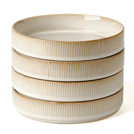 Famiware Star 8.25'' Pasta Bowls, Large Dinner Bowls Set of 4, Cappuccino White | Walmart (US)