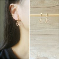 1 Pair 15mm Gold Wire Wrapped Flower Hoop Clip On Earrings, Non Pierced Dangle & Drop Minimalist Earrings | Etsy (US)