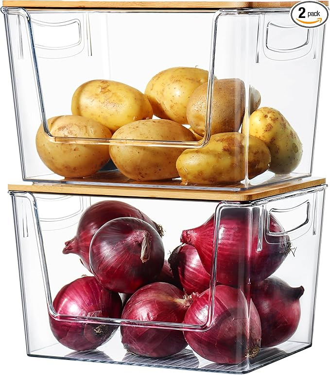 Pantry Organizers Storage, 2 Pack Onion and Potato Storage Bins Large Capacity Kitchen Counter Bi... | Amazon (US)