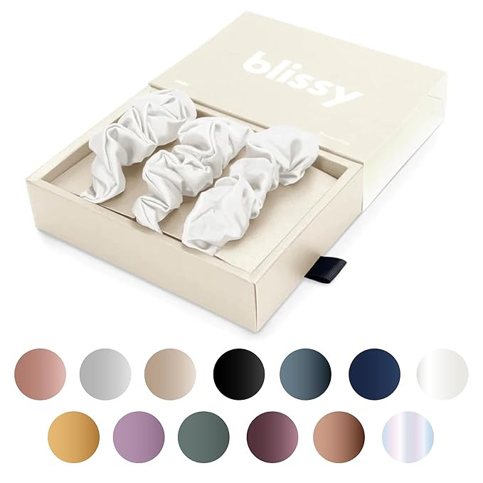 Blissy Silk Scrunchies (3 Pack) - 100% Pure Mulberry Silk - 22 Momme 6A High-Grade Fibers Scrunch... | Amazon (US)
