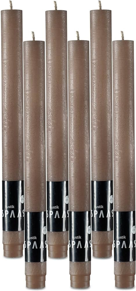 SPAAS Rustic Taupe Dinner Candles - 10" Tall Rustic Taupe Candles, Set of 6 Dripless Candles - Un... | Amazon (US)