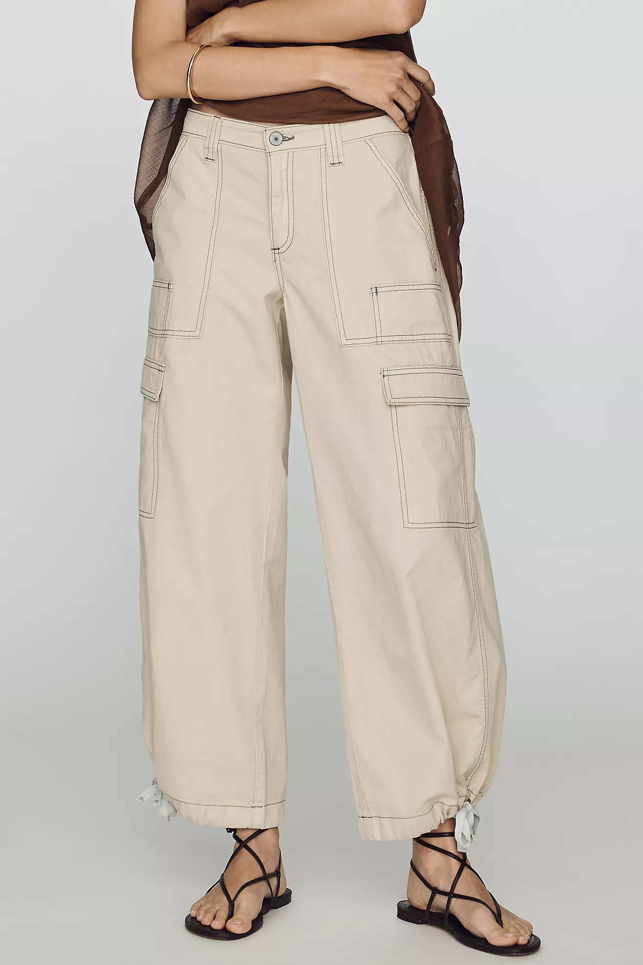 By Anthropologie Linen Cotton High Rise Wide Leg Utility Pants | Anthropologie (US)