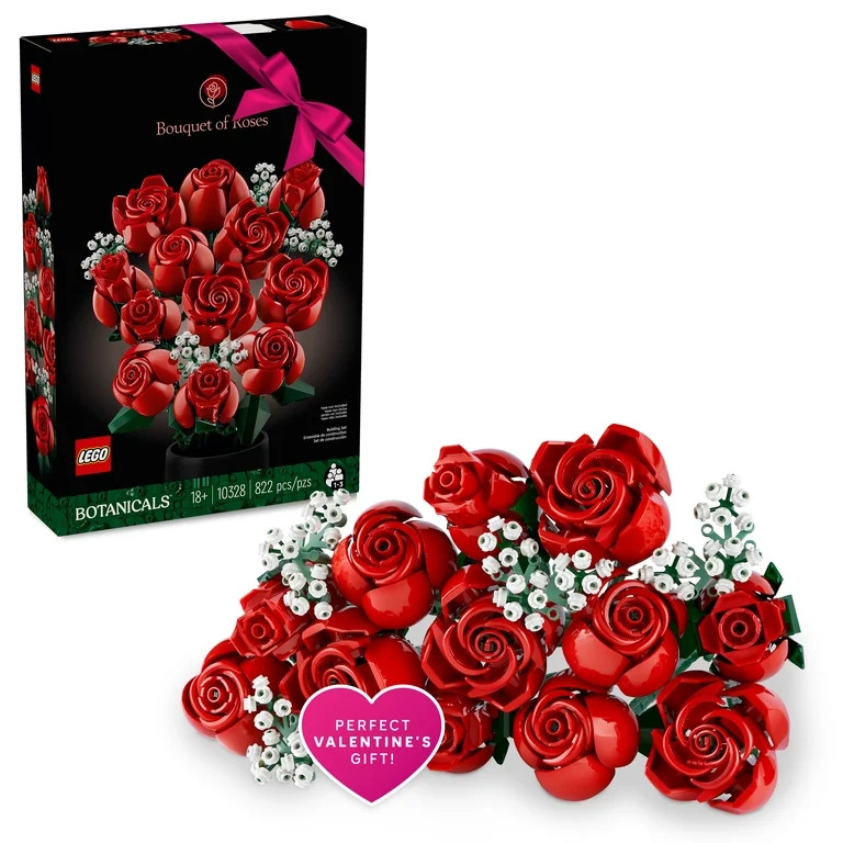 LEGO Botanicals Bouquet of Roses Artificial Flowers - Fake Red Roses Building Sets for Adults, Ag... | Walmart (US)