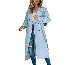 Makkrom Women's Double Breasted Long Trench Coat Windproof Classic Lapel Slim Overcoat with Belt | Amazon (US)