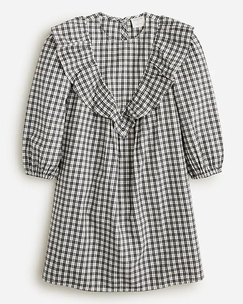 Girls' ruffle-shoulder flannel dress | J. Crew US