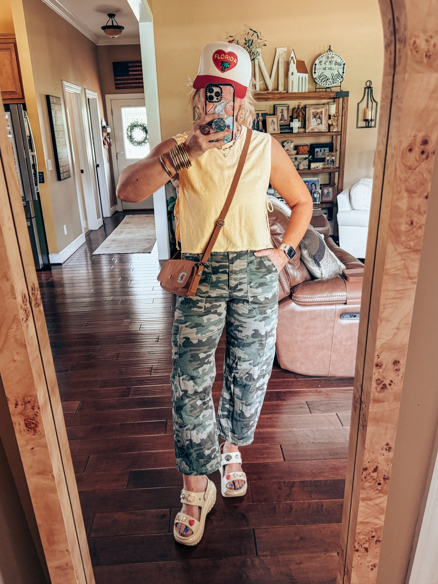 Love these camo pants, they fit true to size and will be so cute going into fall! 
Yellow top - Small
Camo pants - size 8
Crocs - I sized down 


#LTKStyleTip #LTKOver40 #LTKFindsUnder50