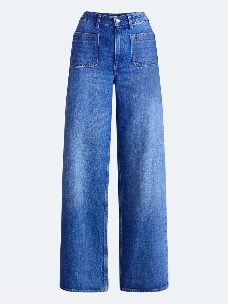 Free Assembly Women's and Women's Plus The Larchmont High Rise Patch Pocket Jeans, 32" Inseam, Si... | Walmart (US)