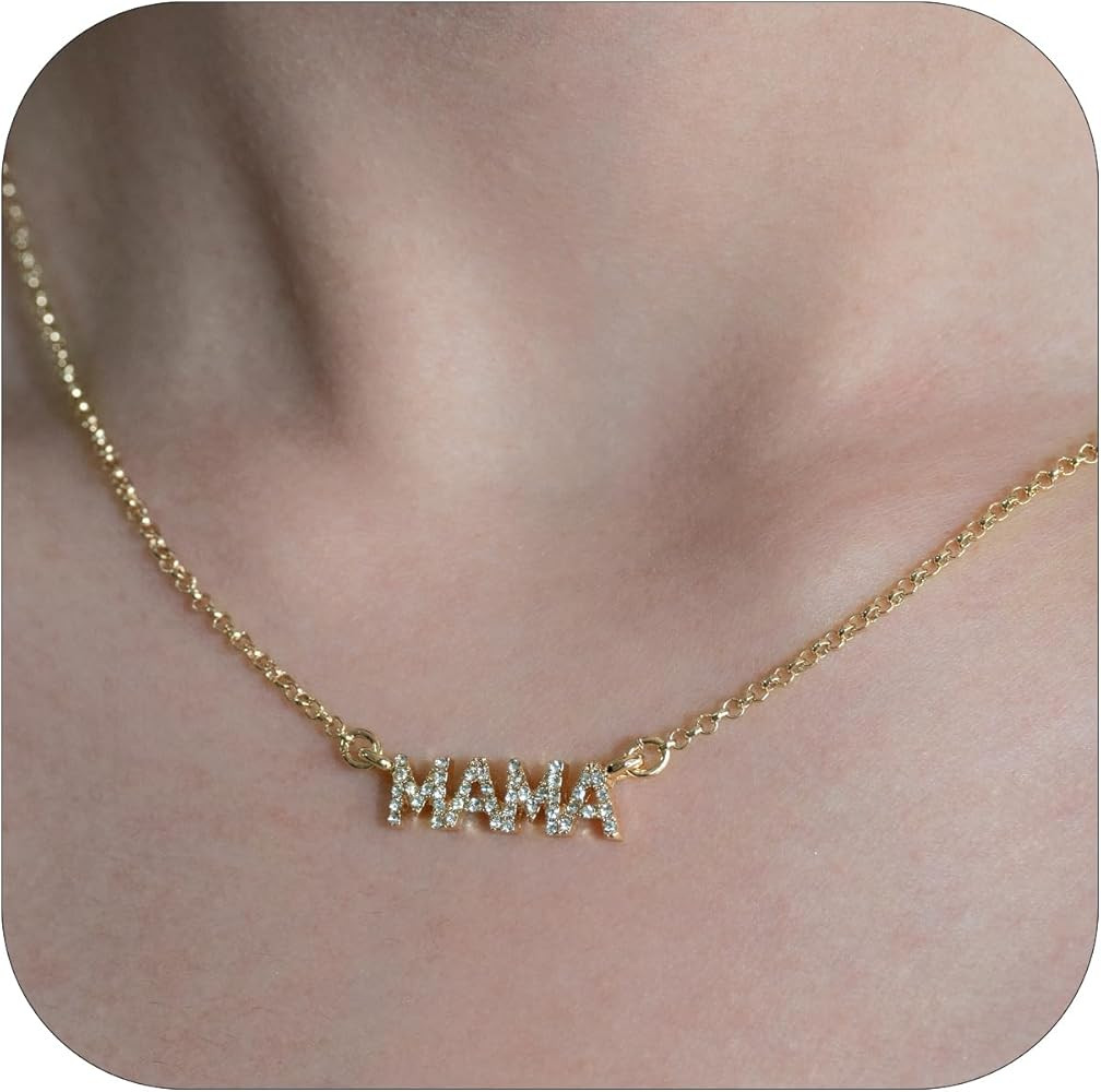 Mama Pendant Necklace for Women - 18K Gold Plated Dainty Jewelry Mother's Day Gift for Mom, Non-T... | Amazon (US)