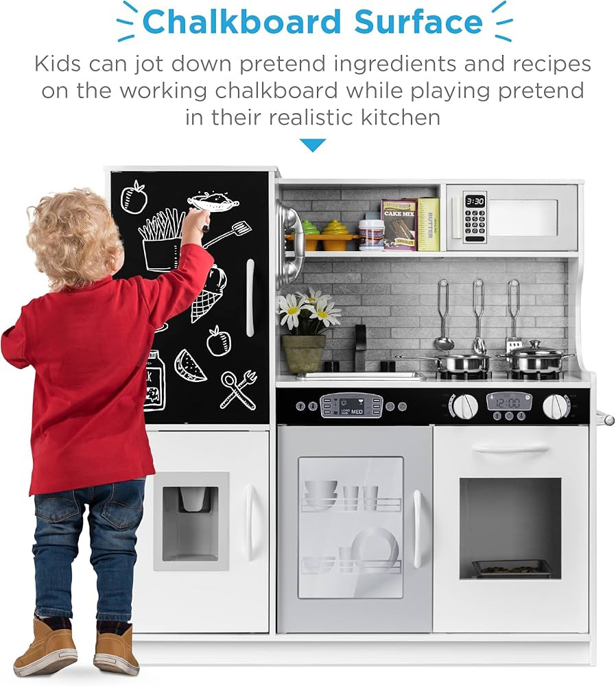 Best Choice Products Pretend Play Kitchen Wooden Toy Set for Kids w/Realistic Design, Telephone, ... | Amazon (US)