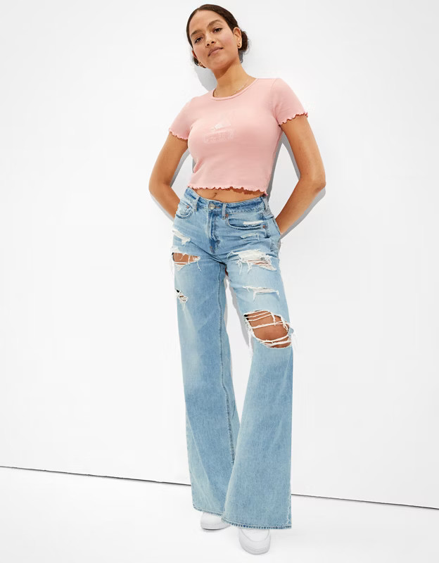 AE Ripped Super High-Waisted Baggy Wide-Leg Jean | American Eagle Outfitters (US & CA)
