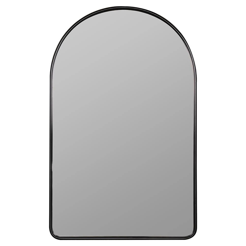 Alaina Industrial Black Metal Frame Arch Wall Mirror | Kathy Kuo Home