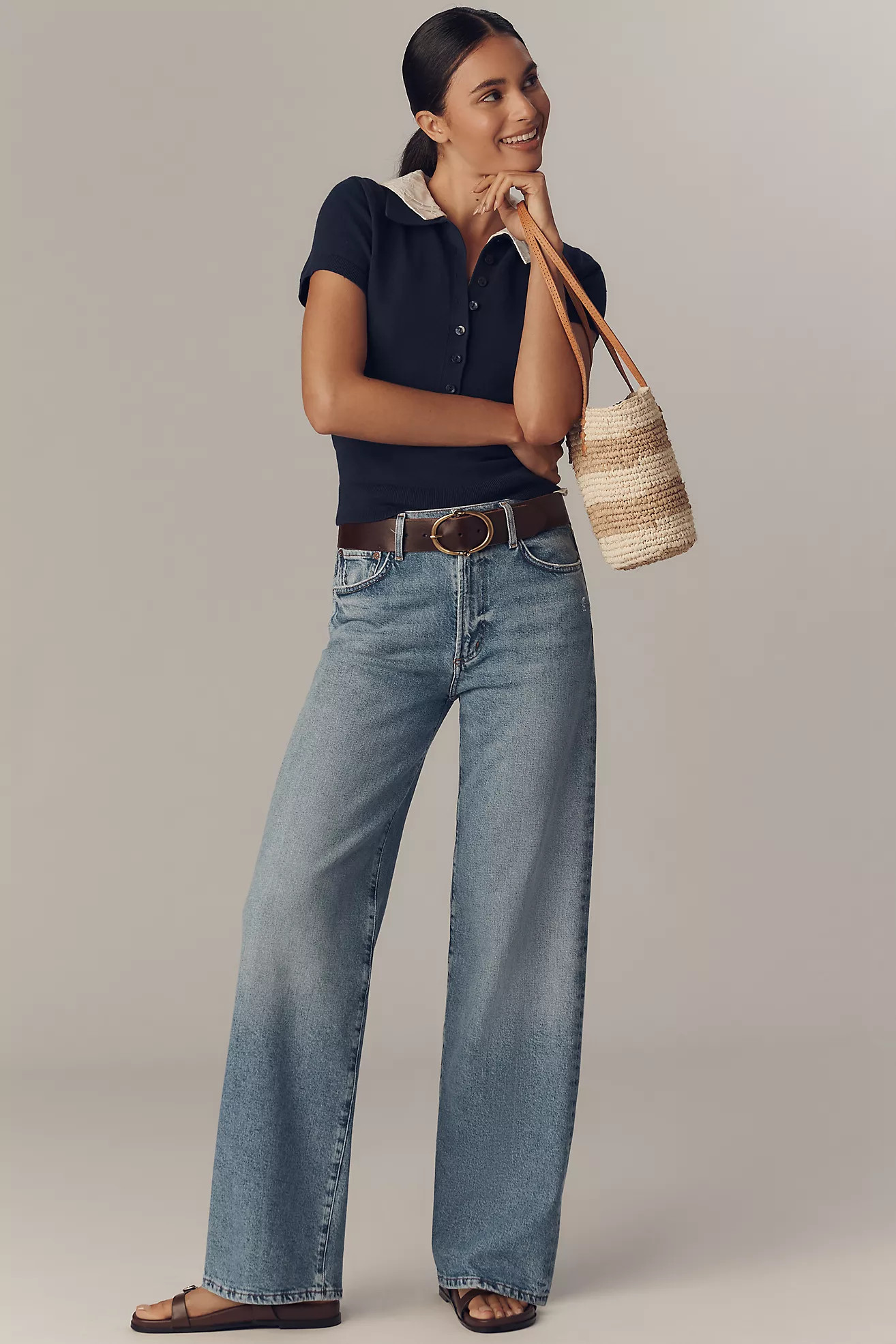 AGOLDE Harper Mid-Rise Relaxed Straight-Leg Jeans | Anthropologie (US)
