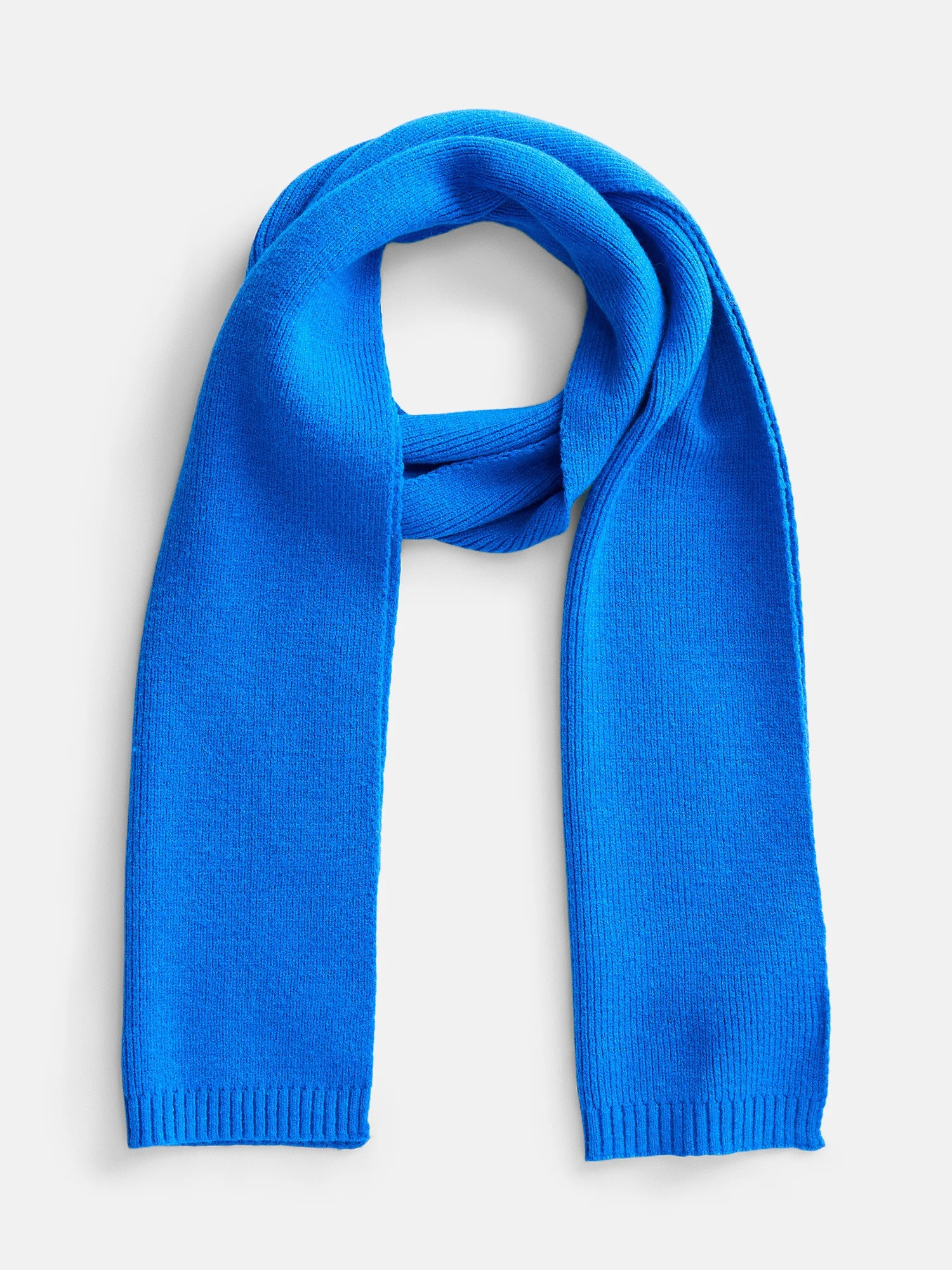 Scenario Women's Knit Oblong Scarf with Ribbed Trim, Blue Fire | Walmart (US)