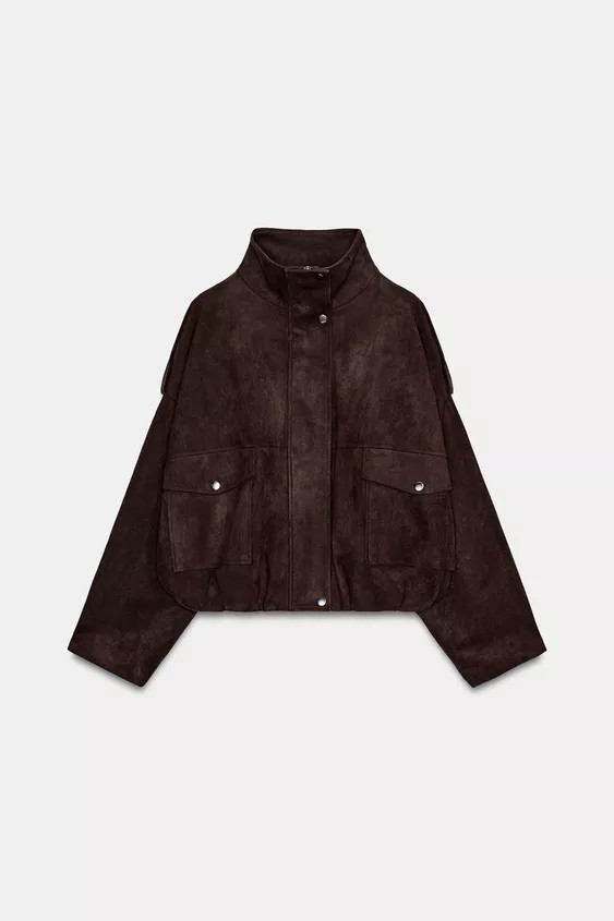 FAUX SUEDE JACKET WITH TABS | Zara UK
