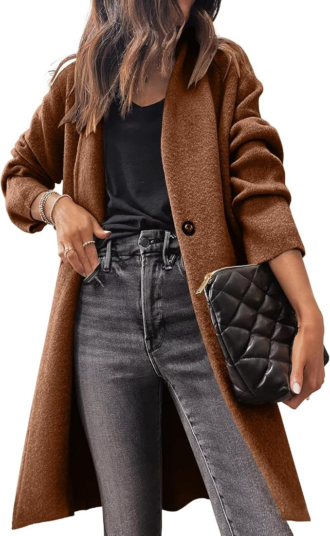 Prinbara Womens Fuzzy Cardigan Open Front Long Sleeve Single Button Fleece Sweaters Jacket Trendy... | Amazon (US)