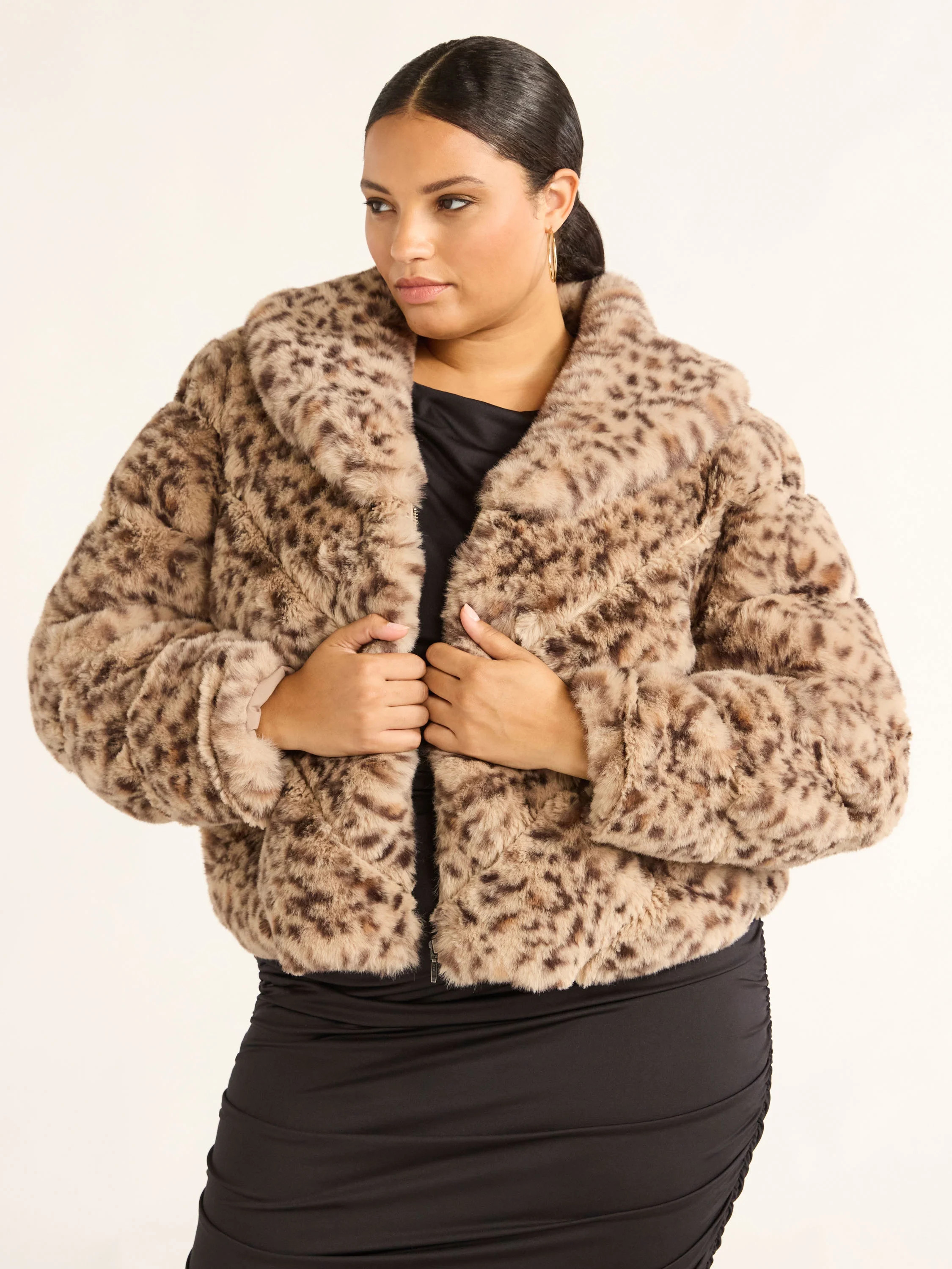 Sofia Jeans Women's and Women's Plus Faux Fur Chubby Jacket, Sizes XS-5X | Walmart (US)