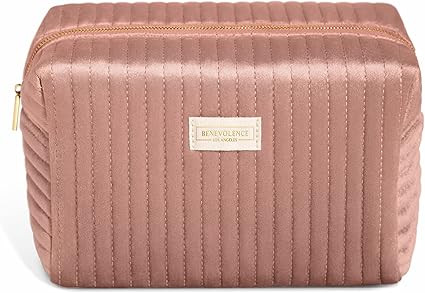 Benevolence LA Plush Velvet Large Makeup Bag for Travel | Large Cosmetic Pouch, Travel Toiletry B... | Amazon (US)