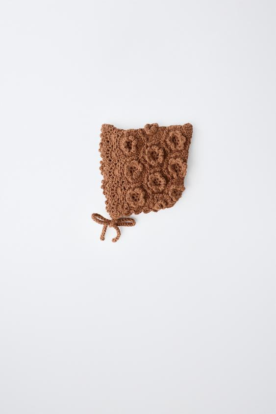Zara - Floral Crochet Bonnet - Caramel - 12-18 Months (49 Cm) - Kids | Zara UK