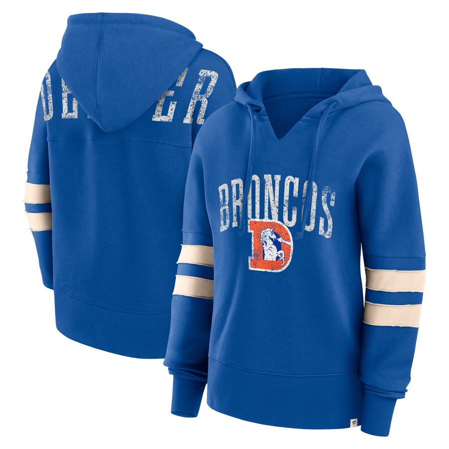 Denver Broncos Fanatics Branded Women's Bold Move Dolman V-Neck Pullover Hoodie - Royal | Fanatics