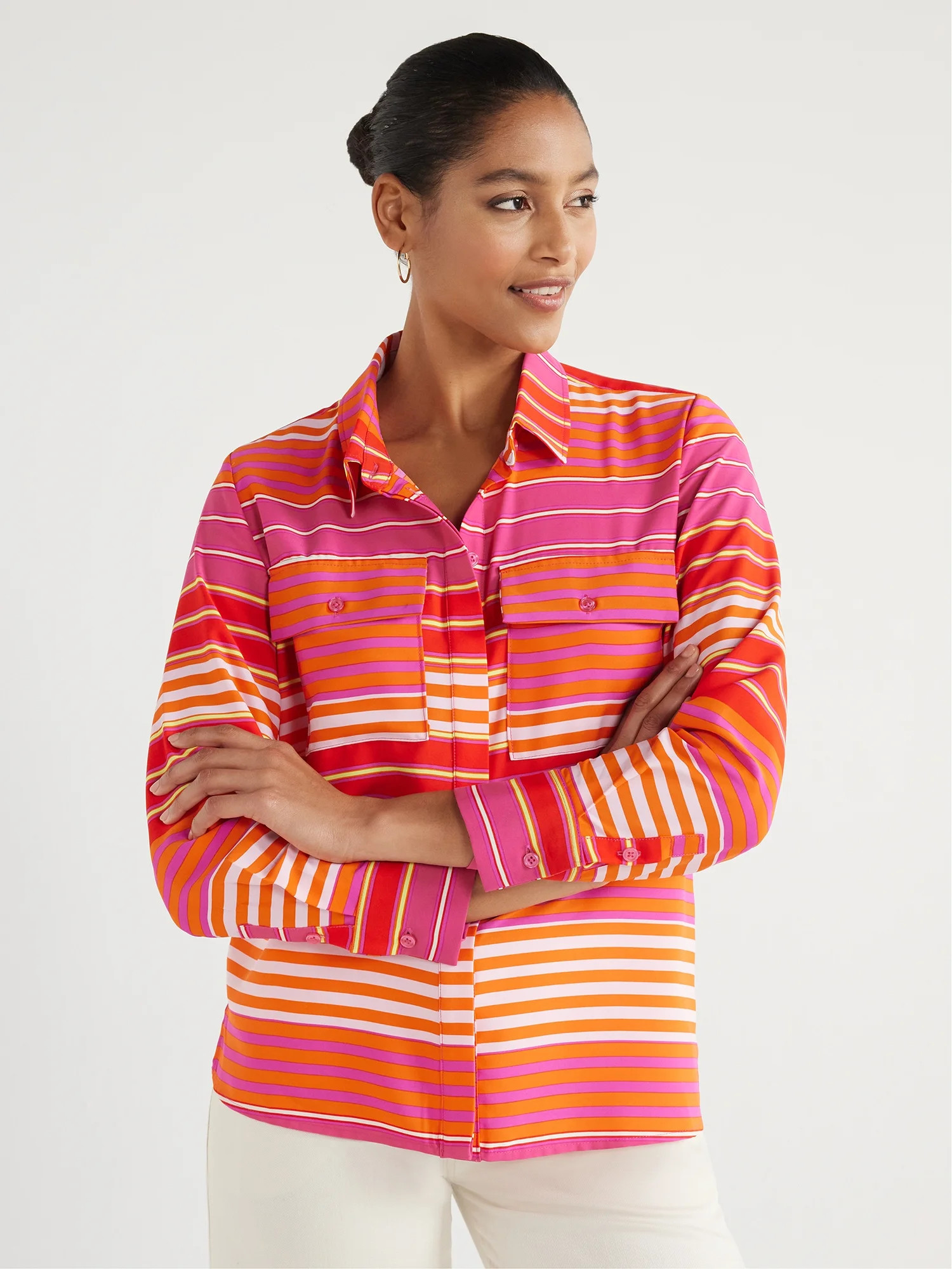 Scoop Women's Button Down, Sizes XS-XXL - Walmart.com | Walmart (US)