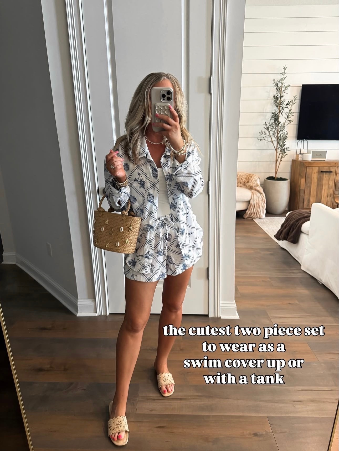 Target fashion target finds two piece set, summer outfit, spring outfit, vacation outfit, resort wear, set can be worn as a swim cover up or with a white tank. Size m in shorts & small in tank
