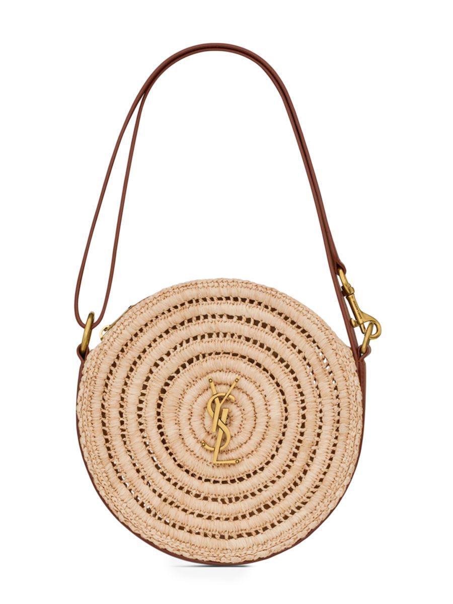 Round Bag in Raffia And Vegetable-tanned Leather | Saks Fifth Avenue