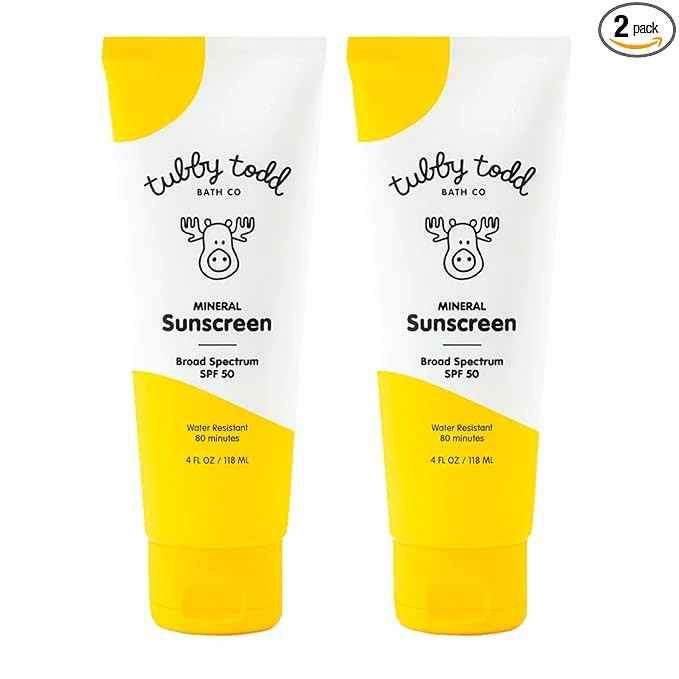 TUBBY TODD Mineral Sunscreen SPF 50 - Broad Spectrum Sunscreen Lotion for Kids - Water-Resistant ... | Amazon (US)