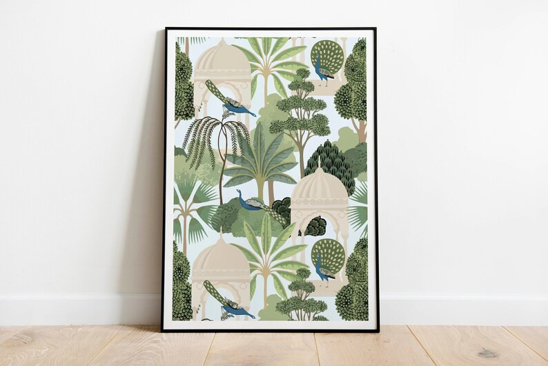 Peacock Indian Art Floral & Nature Prints Living Room Decor | Etsy | Etsy (US)