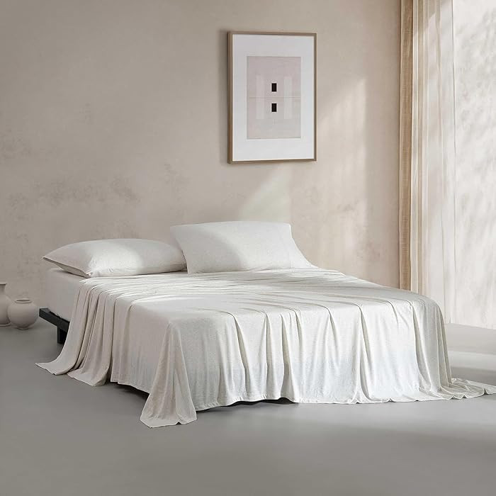 Calvin Klein - King Size Sheets Set, Naturally Soft Cotton-Blend Melange Jersey Bedding - Bed She... | Amazon (US)