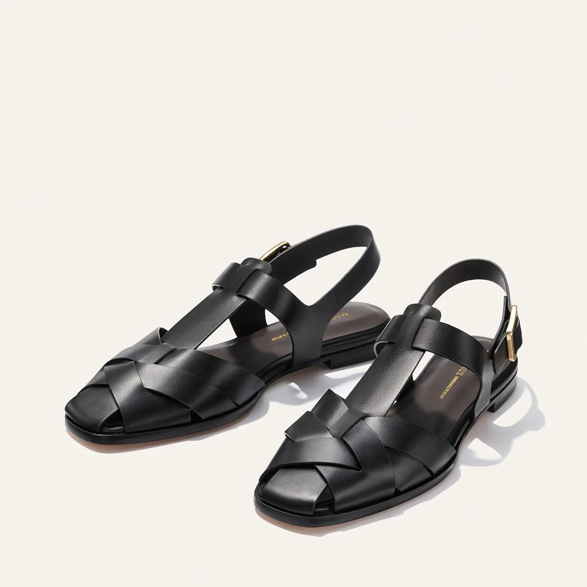 The Calypso Fisherman Sandal - Black Calf | Margaux