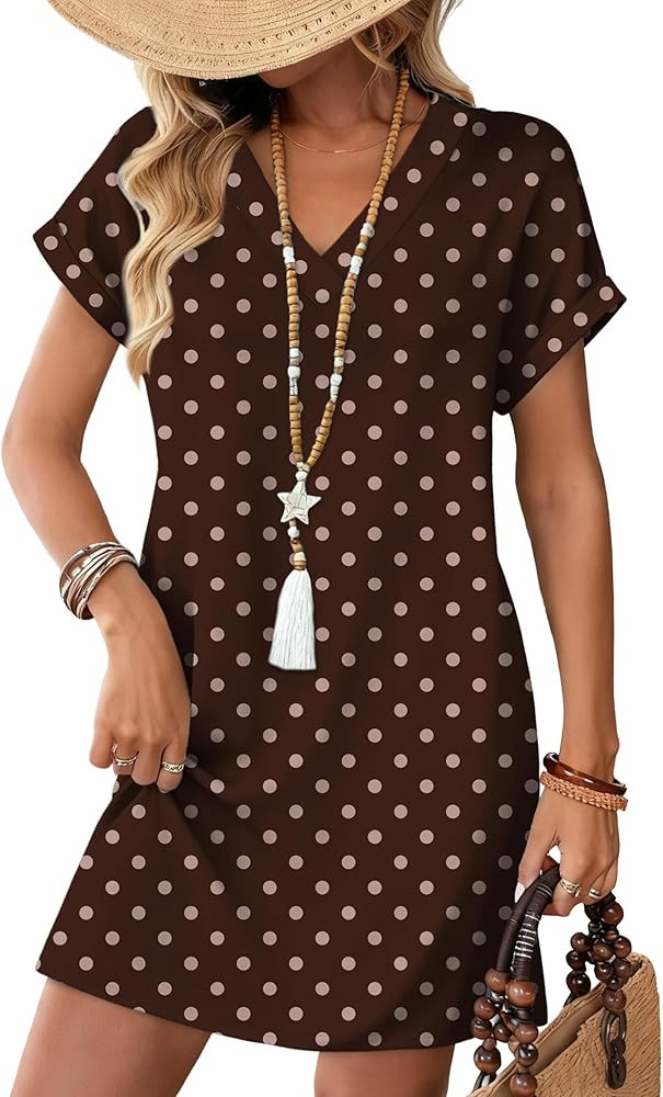 WIHOLL Summer Dresses for Women Casual Tshirt Dress Midi Dresses Fashion Beach Vacation Clothes | Amazon (US)