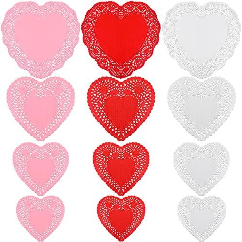 300 Pieces Valentine Heart Doilies Set Valentine's Heart Paper Doilies Heart Shaped Paper Doilies Do | Amazon (US)