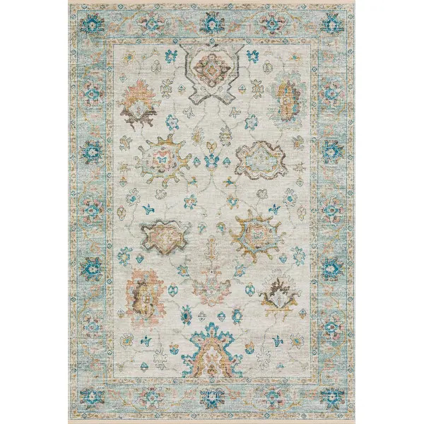 Addison Sterling Bordered Persian Power Loomed Accent Rug - 5' x 7'6" - Linen | Bed Bath & Beyond