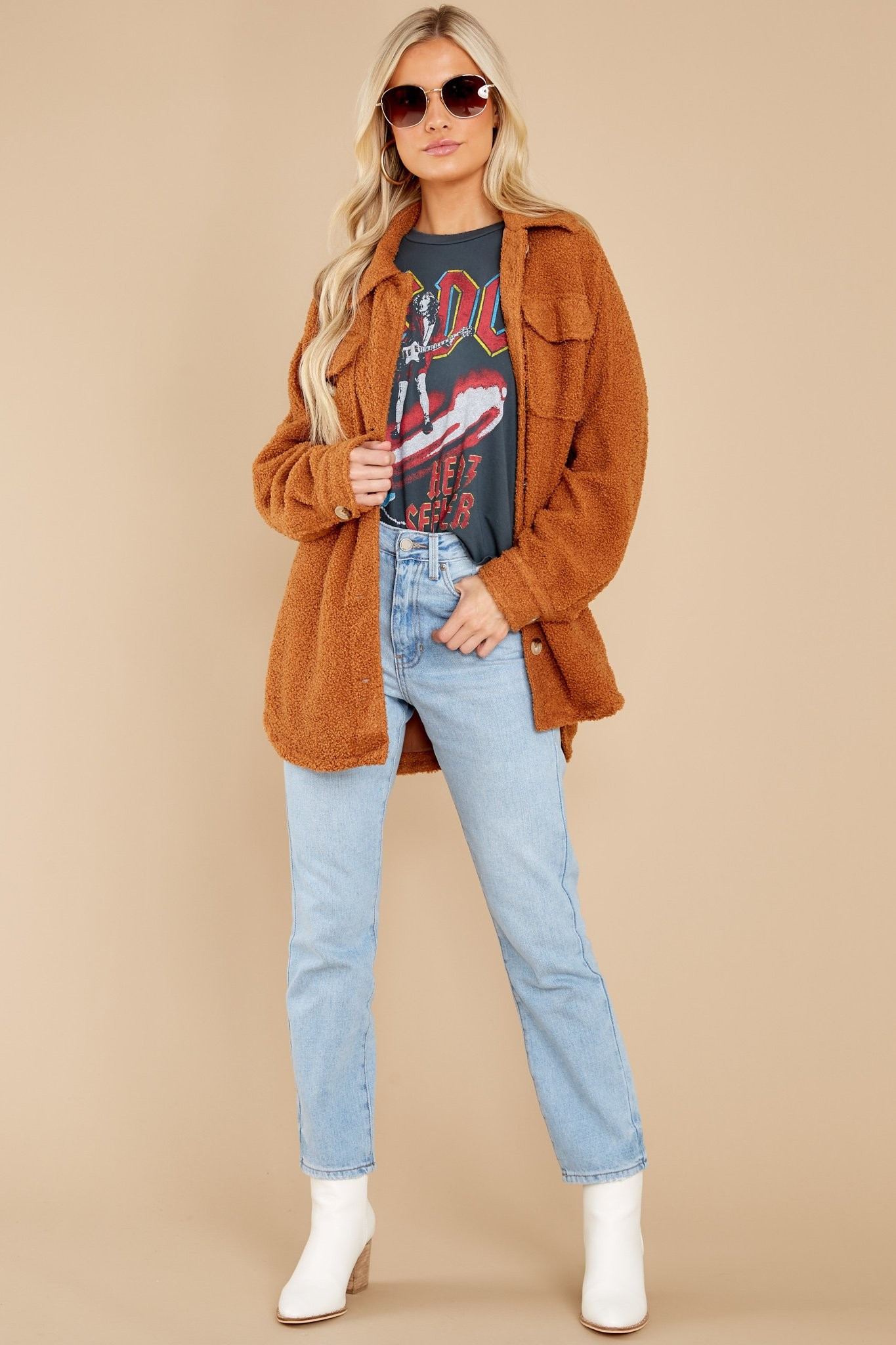 All Bundled Up Rust Orange Shacket | Red Dress 