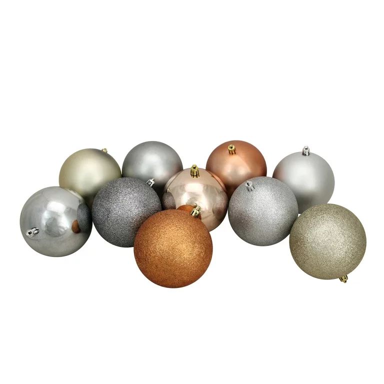 Northlight 12ct Shatterproof 3-Finish Christmas Ball Ornament Set 4" - Brown/Silver | Walmart (US)