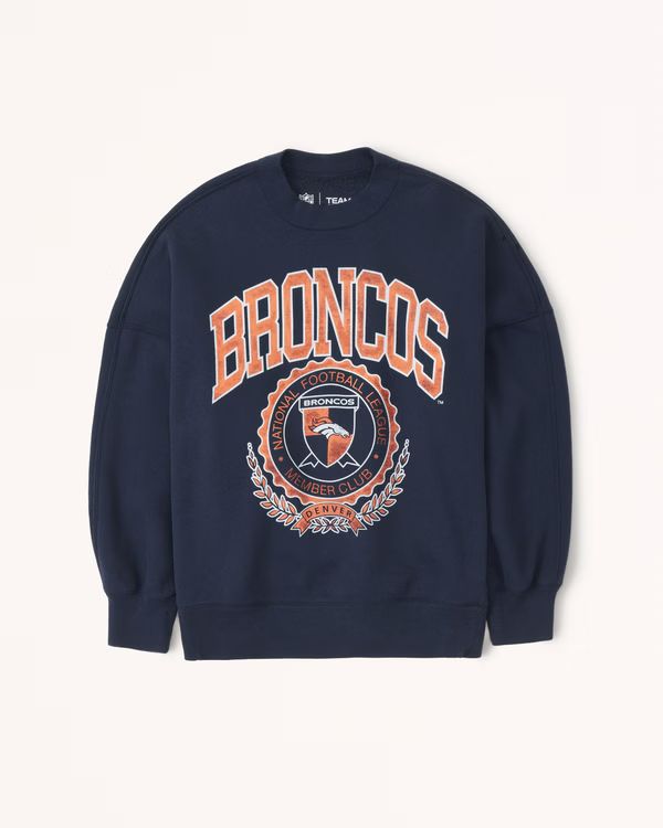 Women's Denver Broncos Graphic Oversized Sunday Crew | Women's Tops | Abercrombie.com | Abercrombie & Fitch (US)