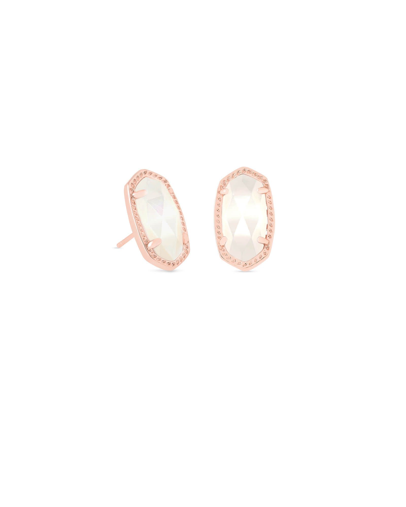 Ellie Rose Gold Stud Earrings in Ivory Pearl | Kendra Scott