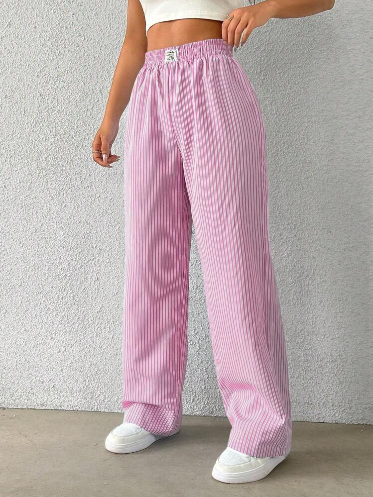 Flirla Striped Print Wide Leg Pants Fall Cloth For Women | SHEIN