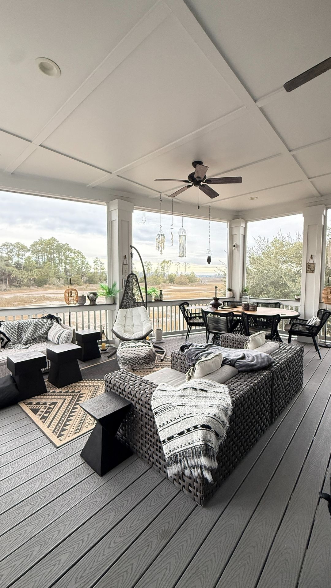 I wanted this patio to feel elegant, cozy, and intentional—a space that invites slow mornings, long conversations, and a real reset after busy days. The black + ivory palette keeps it elevated, and the layered textures (woven seating, graphic rug, soft throws) make it feel warm instead of “too perfect.”

Sharing + linking the pieces (and close matches) that create this vibe—think resort energy, but at home. Shop the patio edit below. 

 #LTKNYFW #LTKValentine #LTKHome