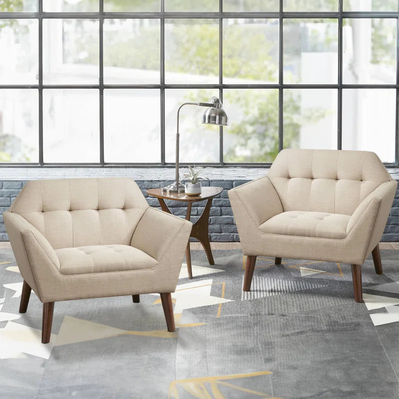 Elevate your living area with the mid-century allure of the INK+IVY Newport Upholstered Armchair ... | Wayfair North America