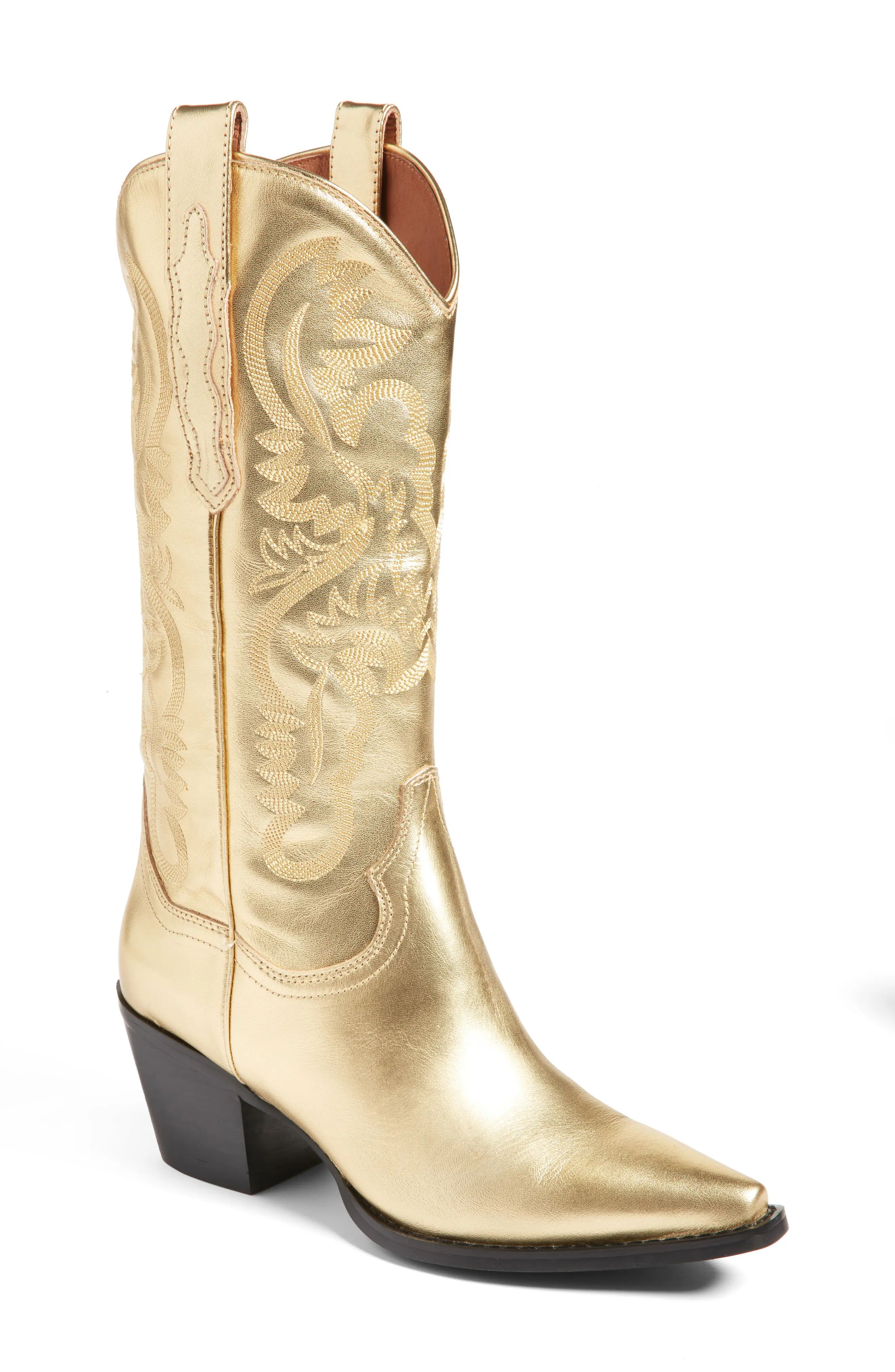 Jeffrey Campbell Dagget Western Boot in Gold at Nordstrom, Size 7 | Nordstrom