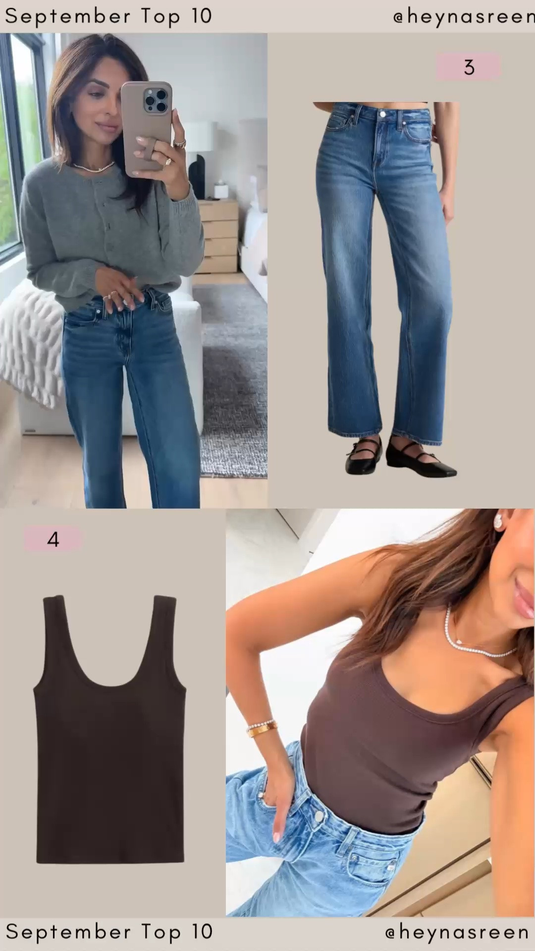 September Top 10:
#3: Quince jeans
#4: Abercrombie tank
