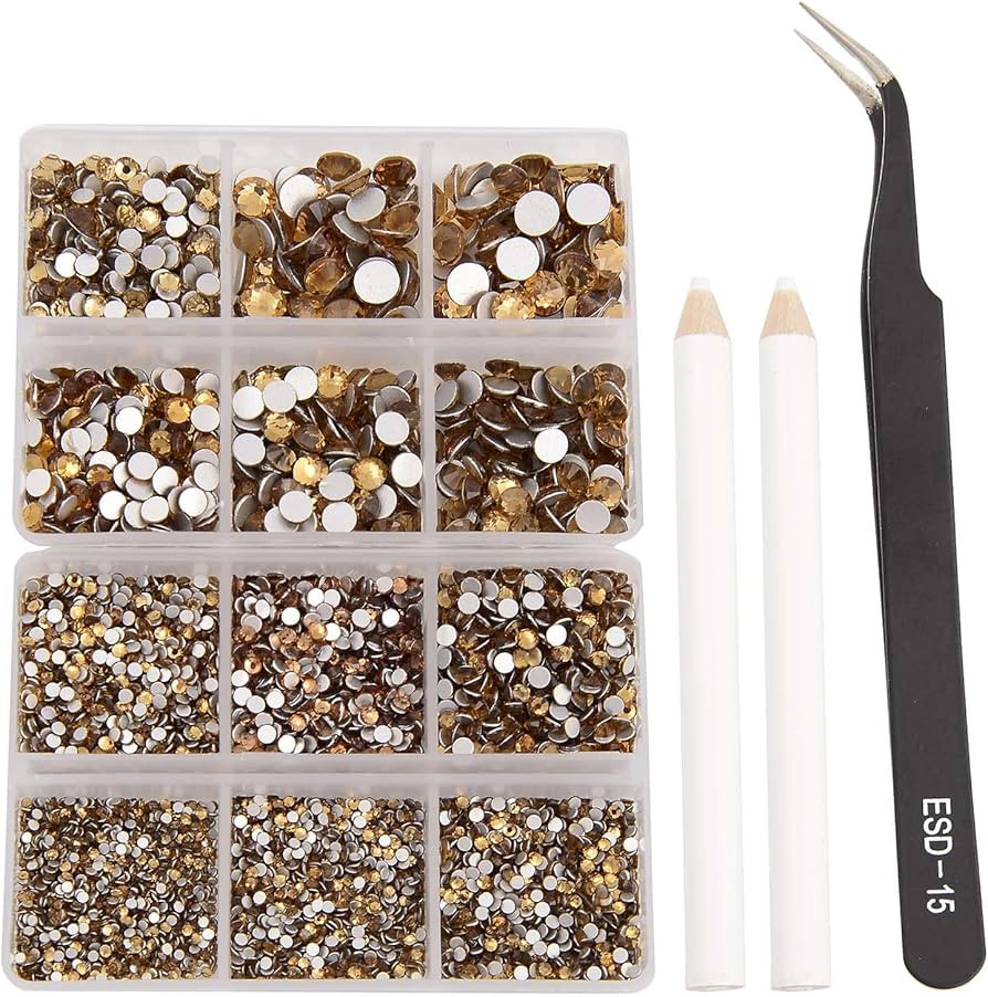 NCB 8000pcs Non Hotfix Rhinestones 10 Sizes Flatback Crystal Glass Rhinestones with Tweezers and ... | Amazon (US)