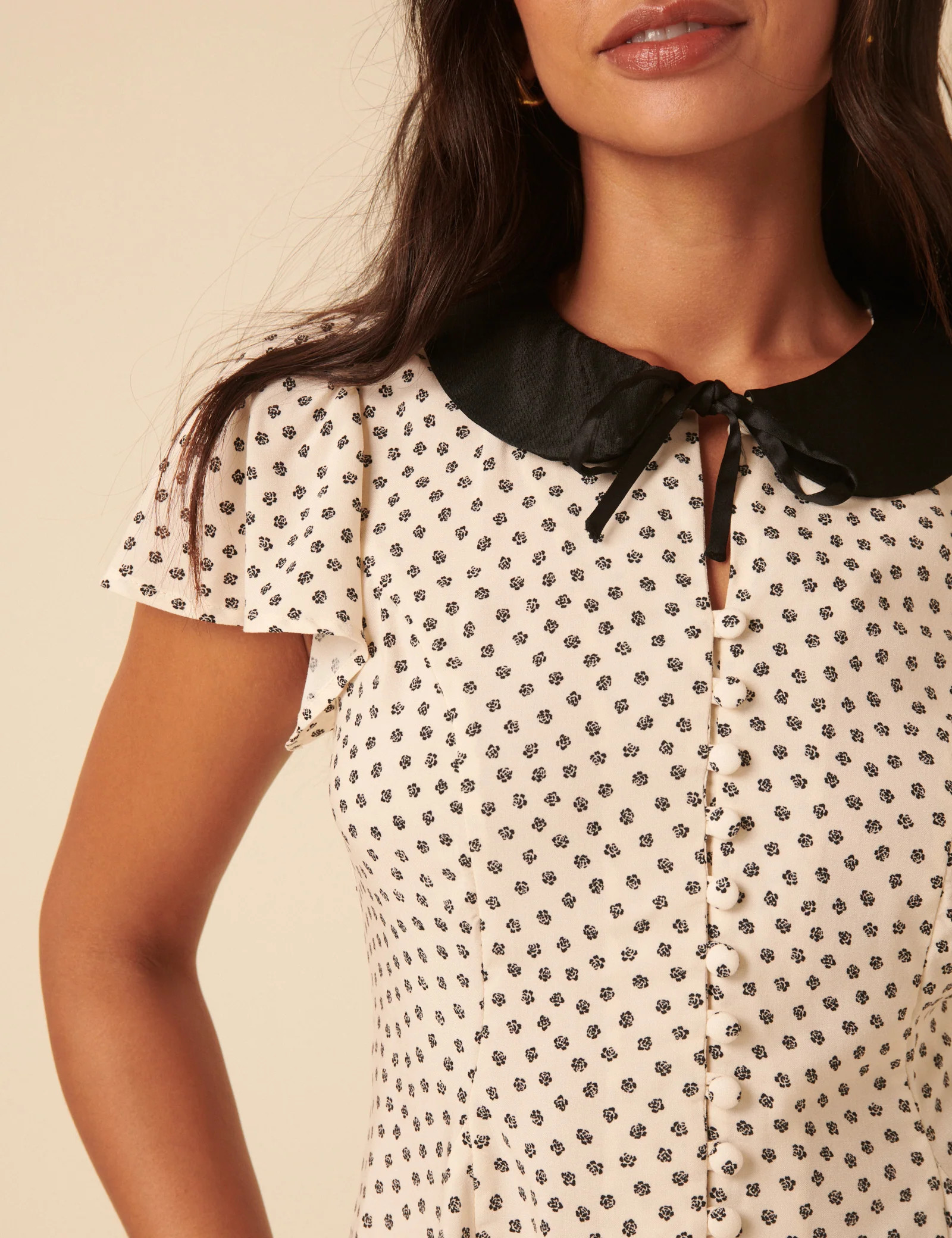 Cream Ditsy Floral Collared Blouse | Nobody's Child
