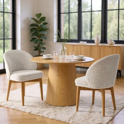 Upholstered Barrel Dining Chair With Solid Wood Legs | Wayfair North America