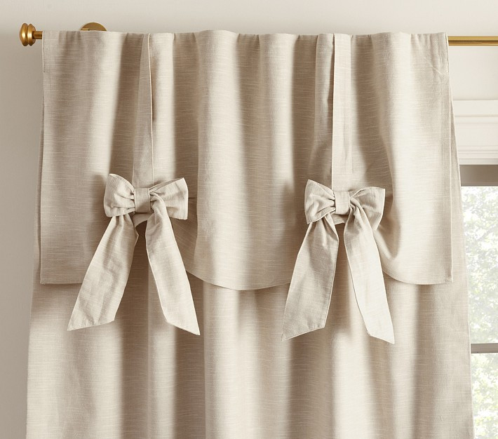 Evelyn Linen-Blend Bow Valance Blackout Curtain | Pottery Barn Kids