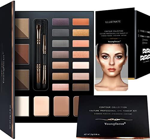 Youngfocus Eye Makeup Contour Kit Palette Set, 6 Waterproof Eyebrow Powders, 5 Eyebrow Stencils, ... | Amazon (US)