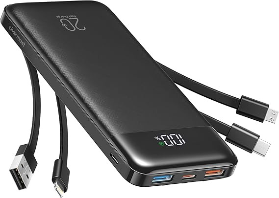 Charmast Power Bank 20000mAh, 20W Fast Charging Portable Charger with Built-in Cables, USB C Batt... | Amazon (US)