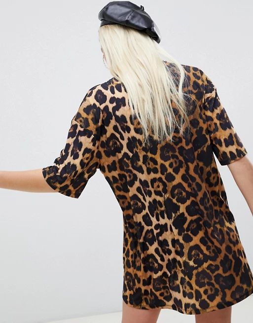 ASOS DESIGN ultimate slinky t-shirt dress in leopard print | ASOS US